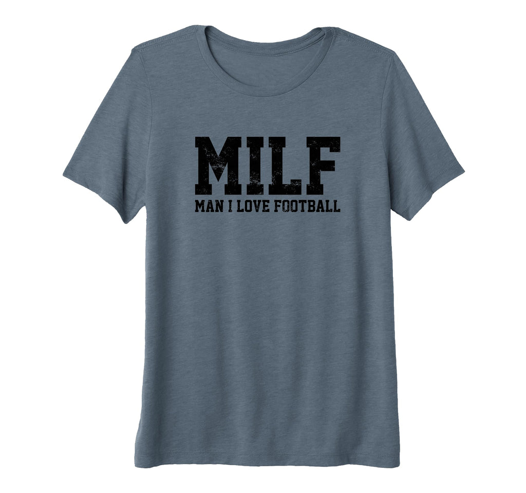 Womens Milf I Love Football Funny T-Shirt - Fun Novelty Design for Adults