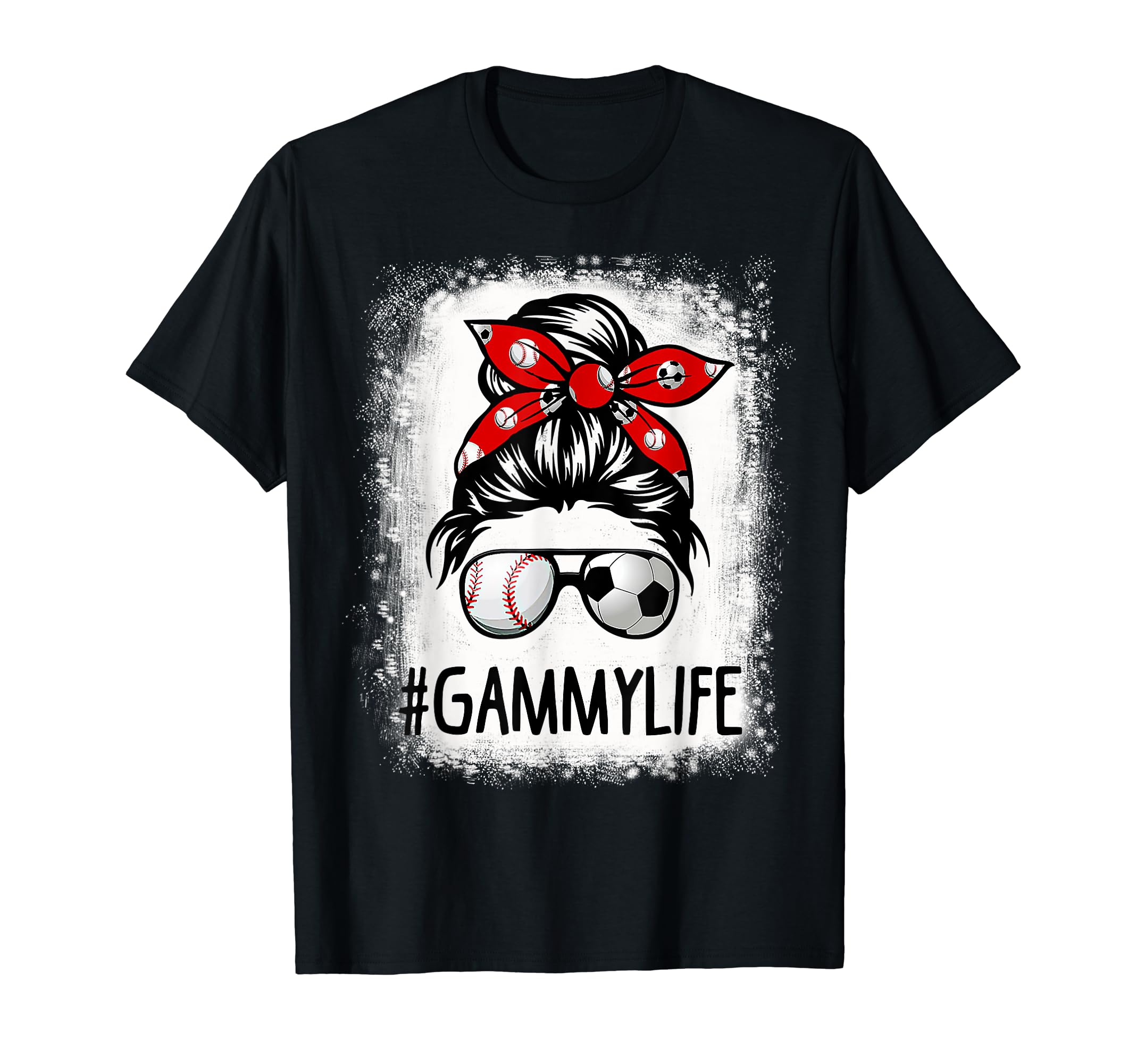 Bleached Gammy Life Soccer Messy Bun T-Shirt - Minimalist Print Unisex