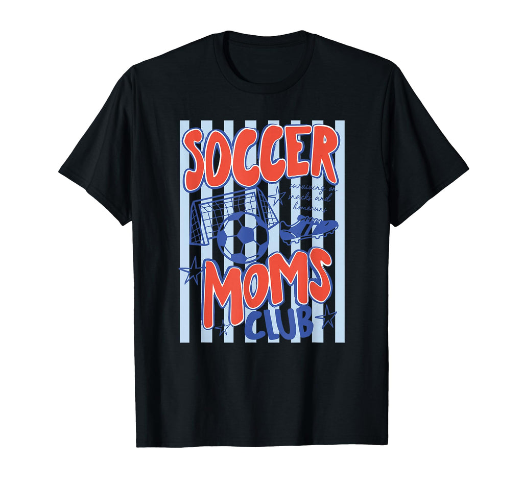 Striped Soccer Moms Club T-Shirt - Casual Everyday Wear for Adults