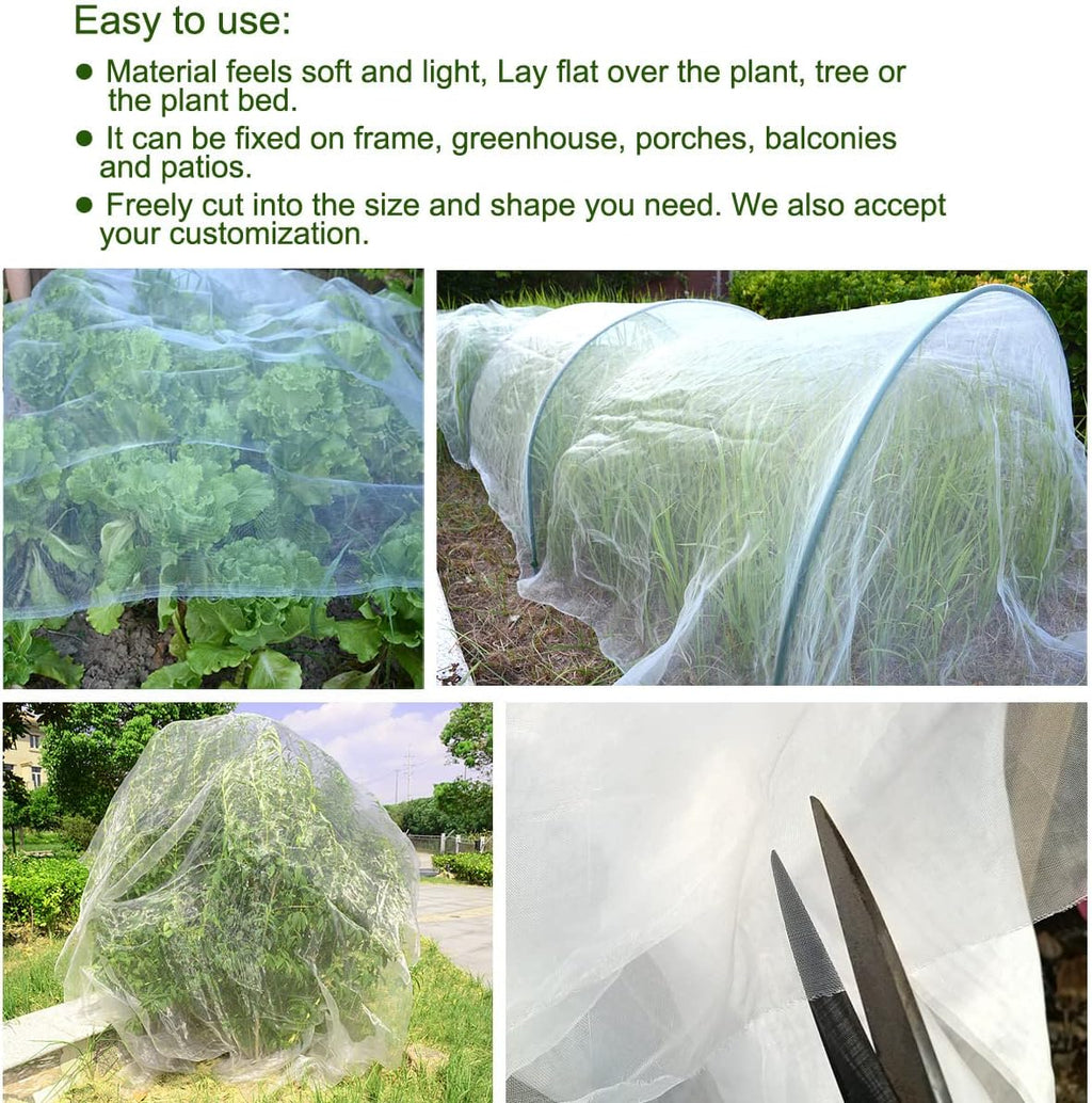 6.5Ft x 100ft Mosquito Bug Insect Bird Fine Mesh Net Barrier Hunting Blind Garden Screen Netting for Protect Your Plant Fruits Flower