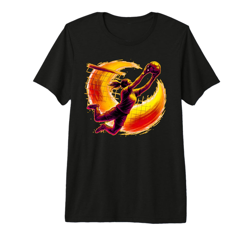 Womens Soccer Goalie Diving To Stop T-Shirt - Custom Art Print for Adults