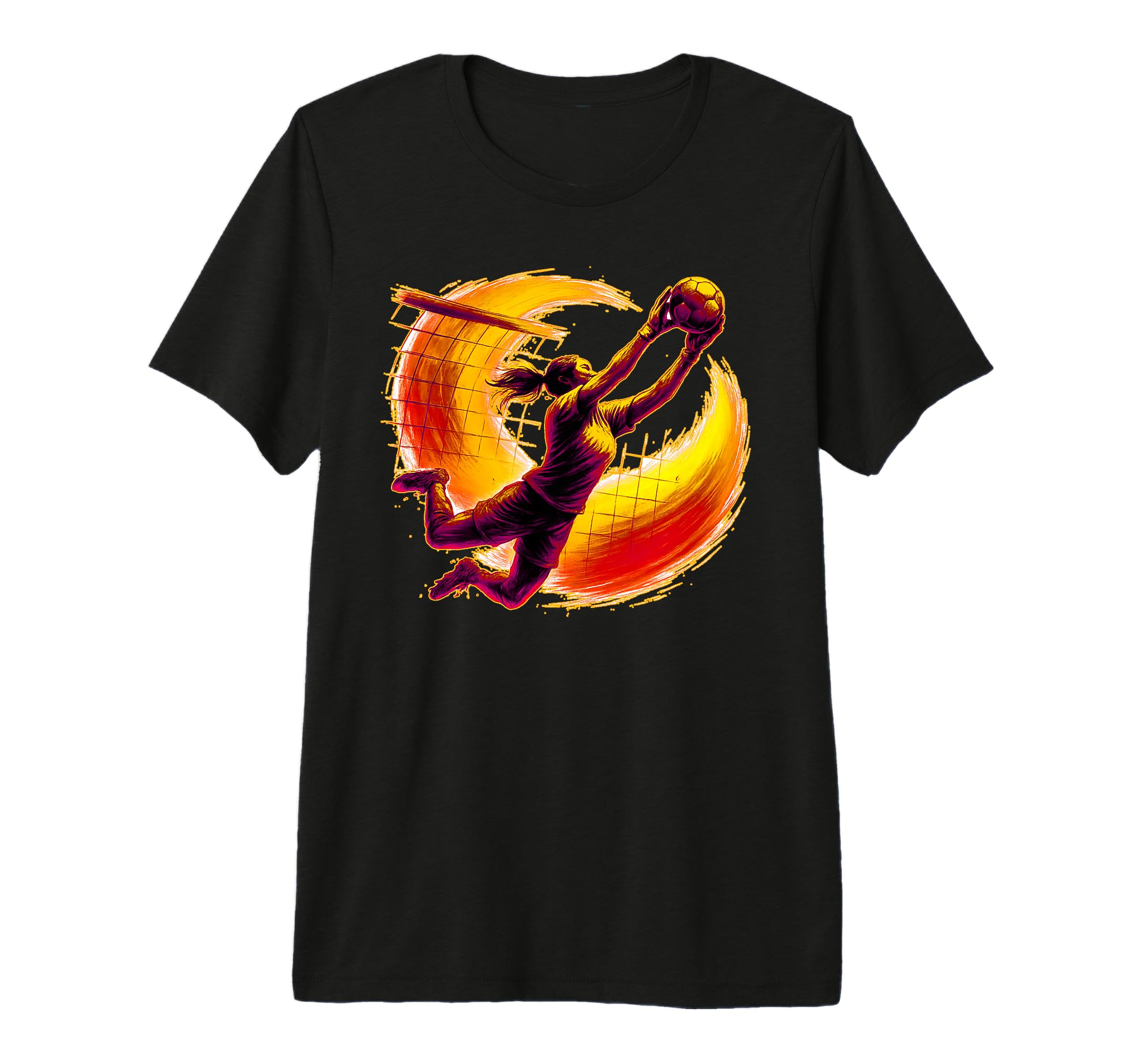 Womens Soccer Goalie Diving To Stop T-Shirt - Custom Art Print for Adults