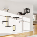 NUNU LAB Wall Mounted Cat Furniture, 6 Pcs Cat Wall Shelves with Condo House, Bridge, Steps, Scratcher, Hammock, Indoor Safe & Stable Furniture for Kittens Play, Black