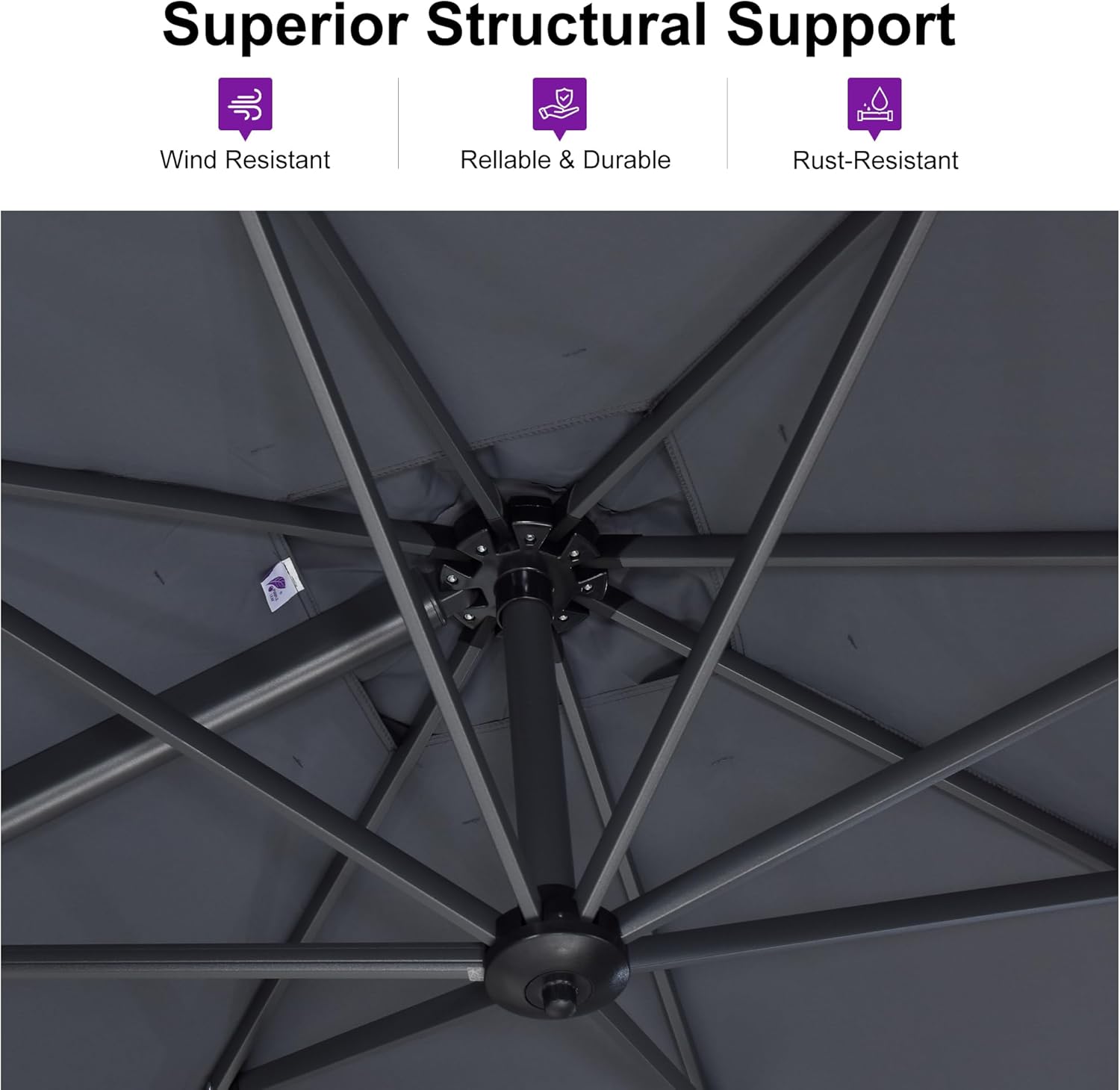 PURPLE LEAF 9 Feet Patio Umbrella Outdoor Cantilever Square Umbrella Aluminum Offset Umbrella with 360-degree Rotation for Garden Deck Pool Patio, Grey