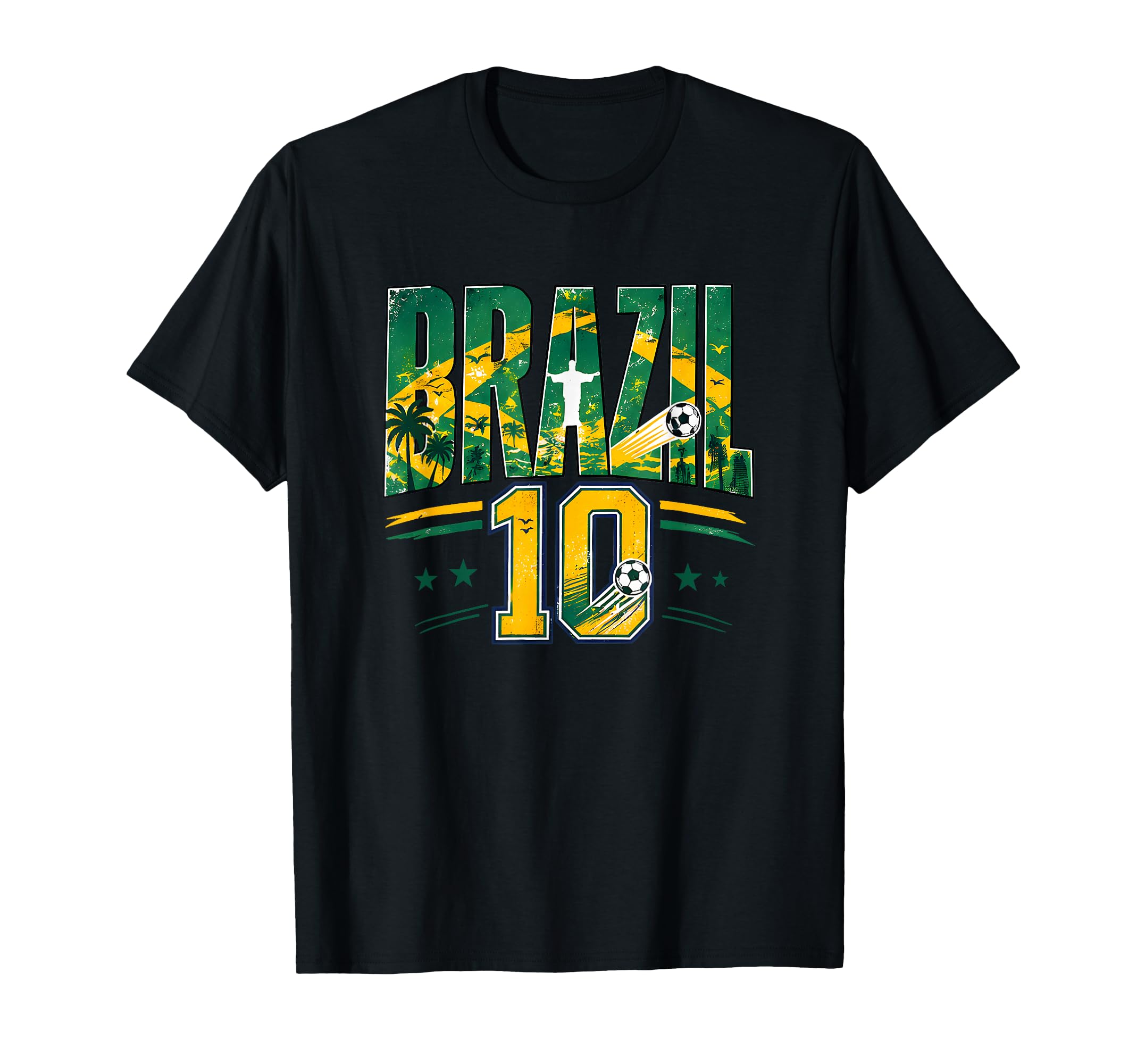 Brazil Football 10 Soccer Lovers Match T-Shirt - Trendy Graphic for Adults