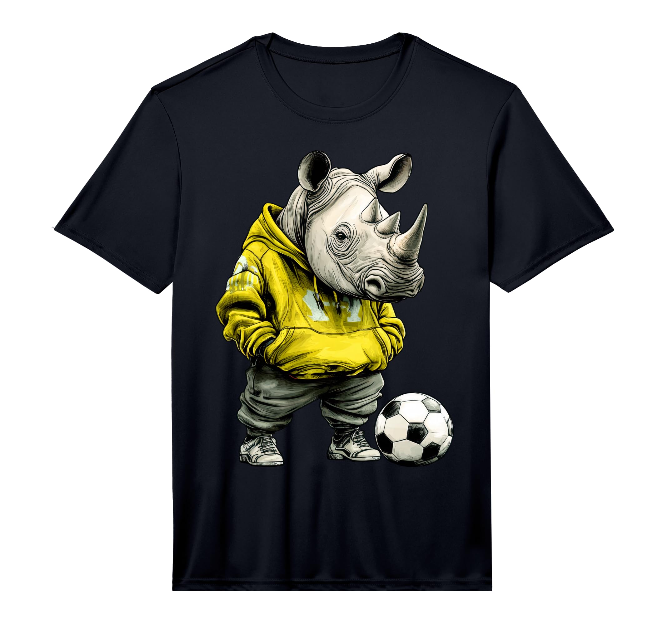Rhino Football Soccer Rhino T-Shirt - Custom Art Print for Adults