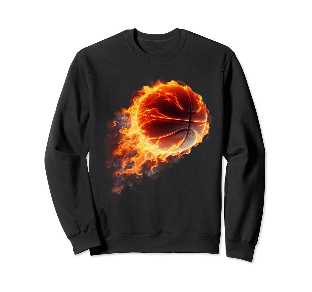 Play Sport Basketball Hoop Fire Sweatshirt - Unique Graphic for Adults