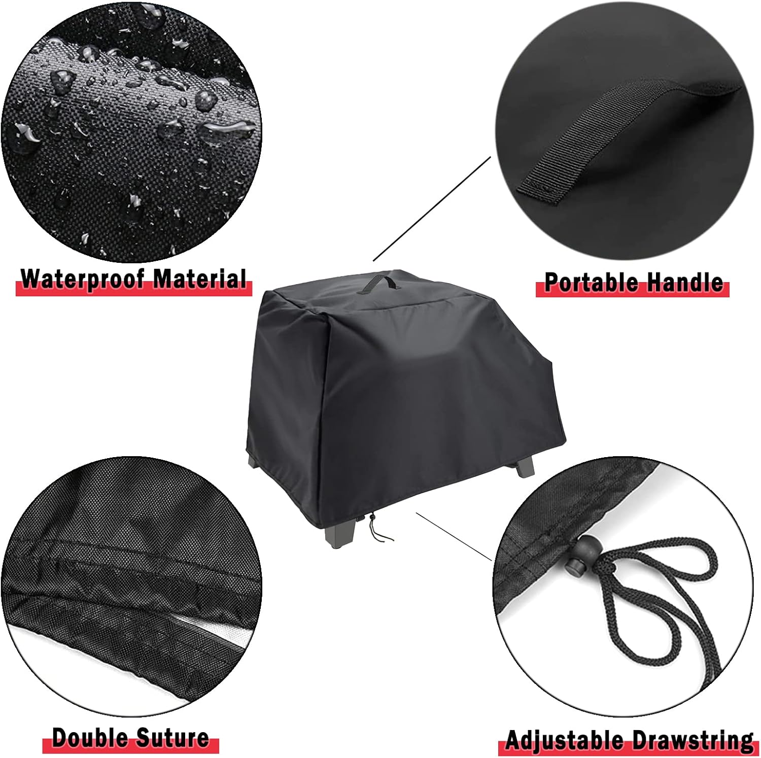 Kingling Pizza Oven Cover for Cuisinart CGC-403 3-in-1 Pizza Oven Grill, Waterproof Outdoor Grill Cover - 28''L x 21''W x 17.5''H