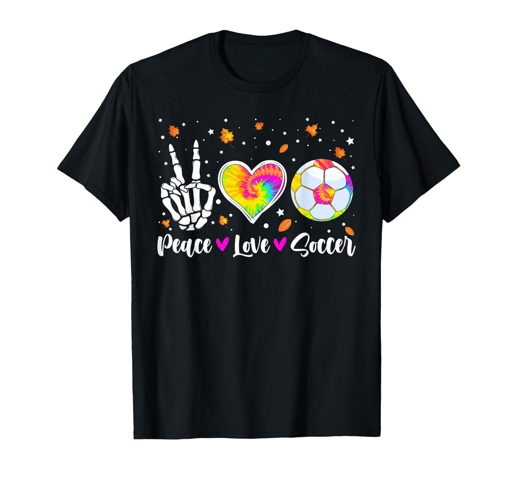 Soccer Player Peace Love Tie Dye Halloween T-Shirt - Trendy Graphic Unisex