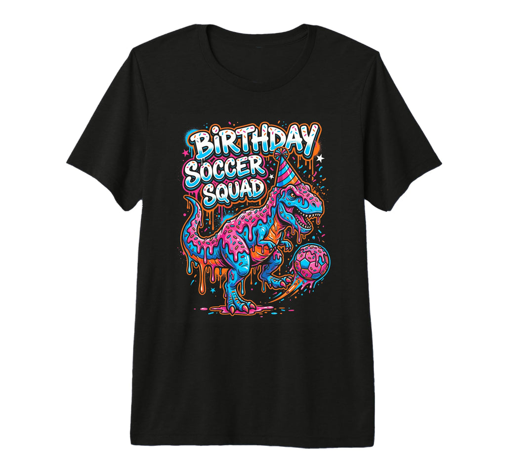 Funny Soccer Squad Dino Party Birthday T-Shirt - Minimalist Print Unisex