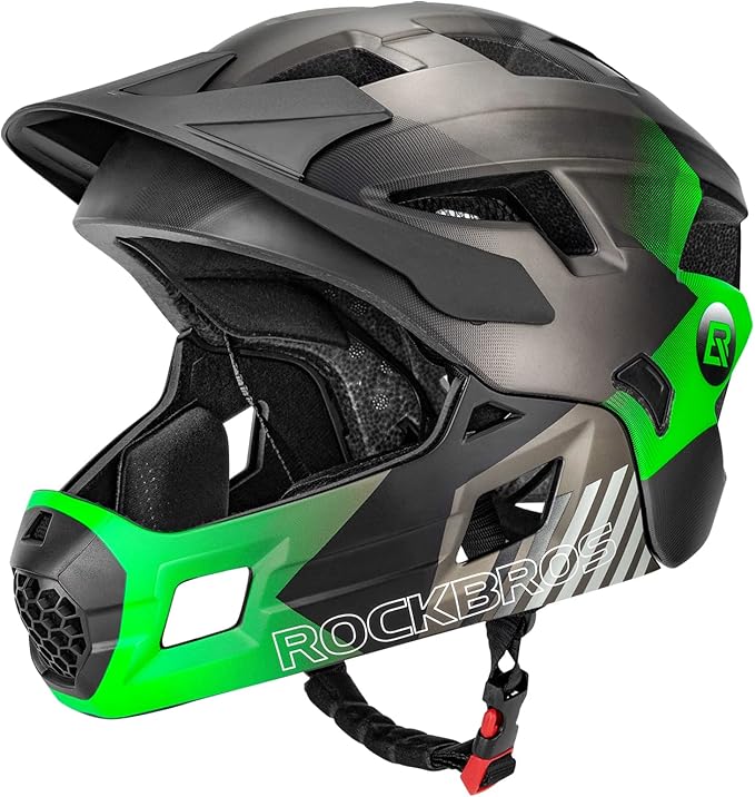 ROCKBROS Kids Bike Helmet Adjustable Detachable Full Face Bike Helmet for Children Bicycle, Skateboard, Scooter, Protective Gear
