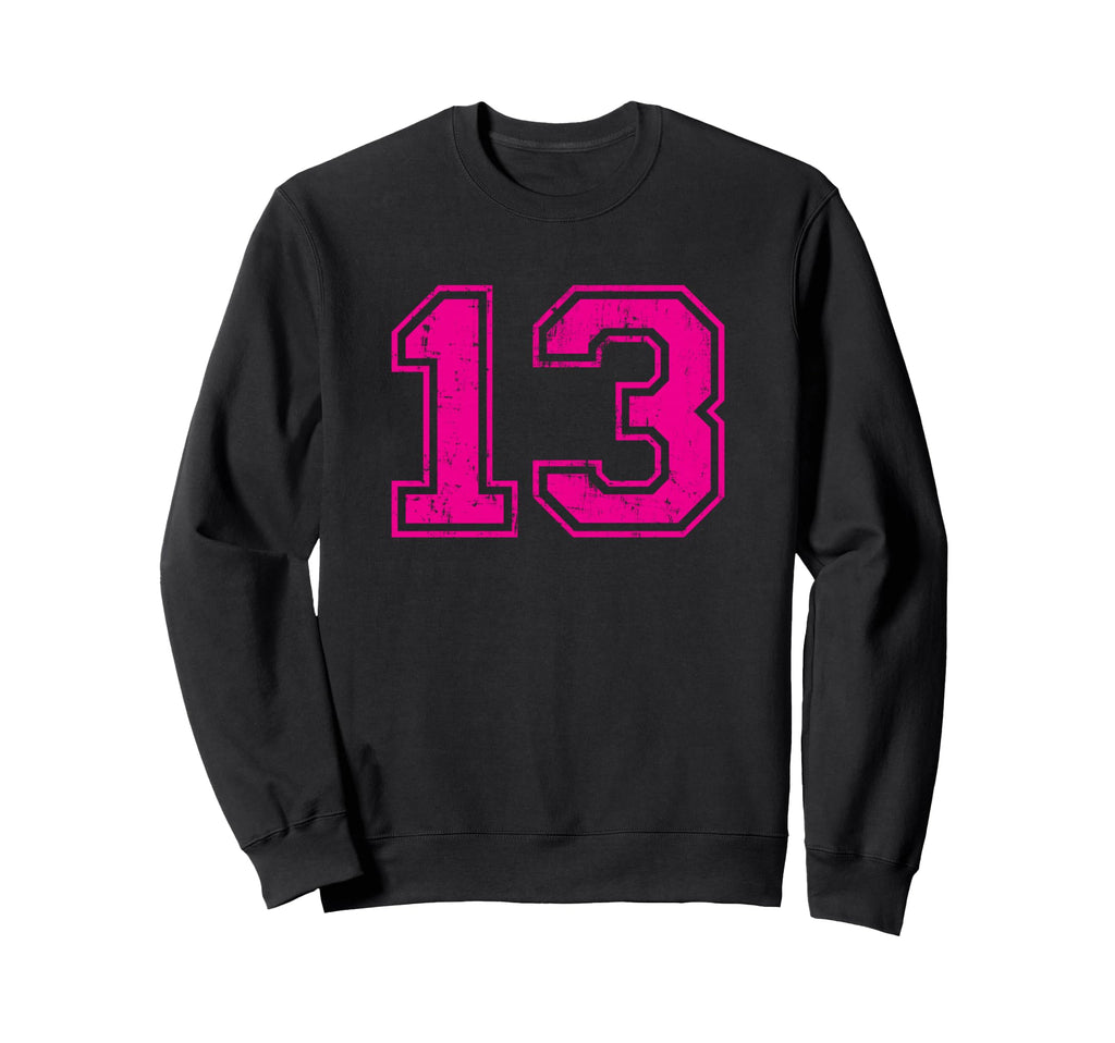 Number 13 Varsity Distressed Sweatshirt - Custom Art Print for Adults