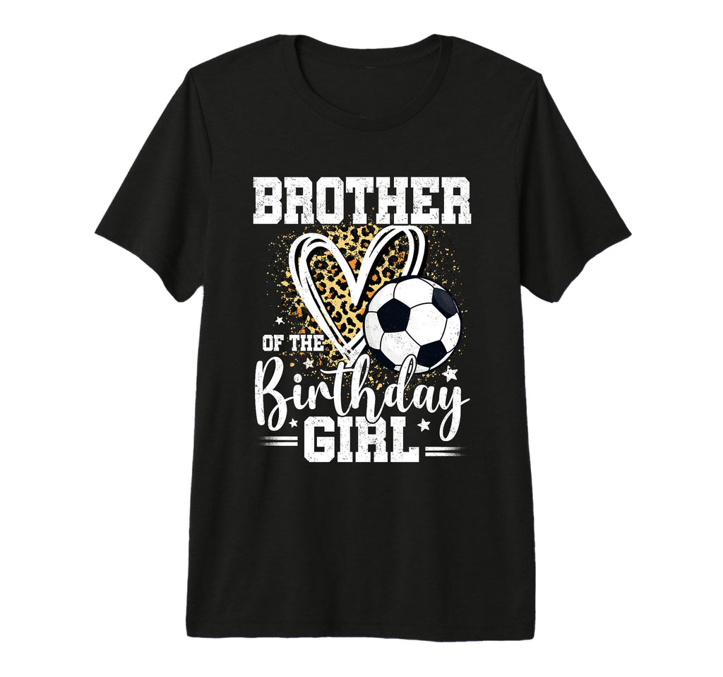 Brother Birthday Soccer Ball Leopard Heart T-Shirt - Trendy Graphic Unisex