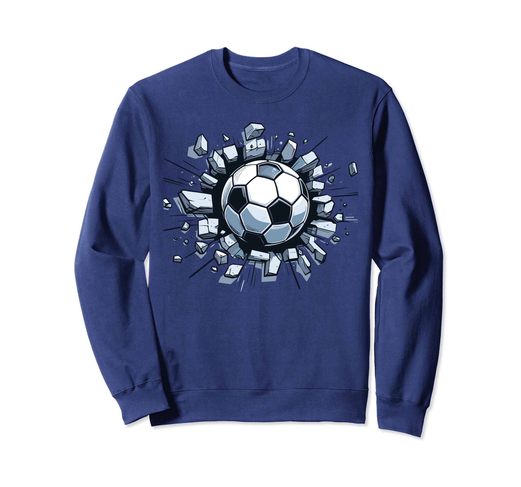 Soccer Ball Break Wall Soccer Sweatshirt - Fun Novelty Design Unisex