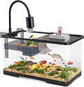 (Tank + Light + Filter + Filter Balls) Turtle Tank Kit, Turtle Tank Starter Kit,Bottom Drainage, Multi-Function Areas for Turtles, Crabs,Fishes, Amphibians,Reptiles. (21.65 × 12.28 × 12.28 Inch)