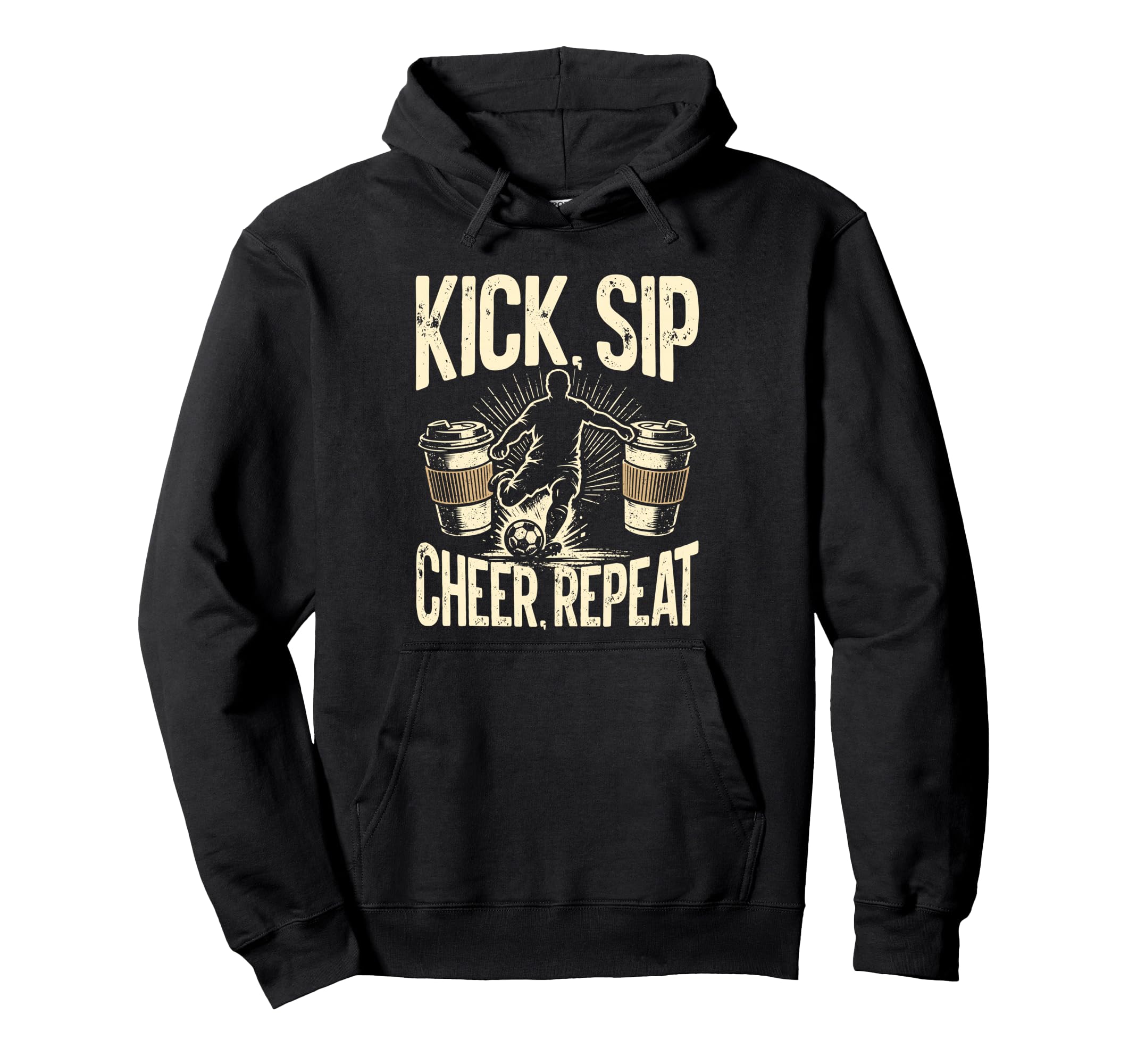 Kick Sip Repeat Soccer Coffee Lover Hoodie - Custom Art Print for Adults