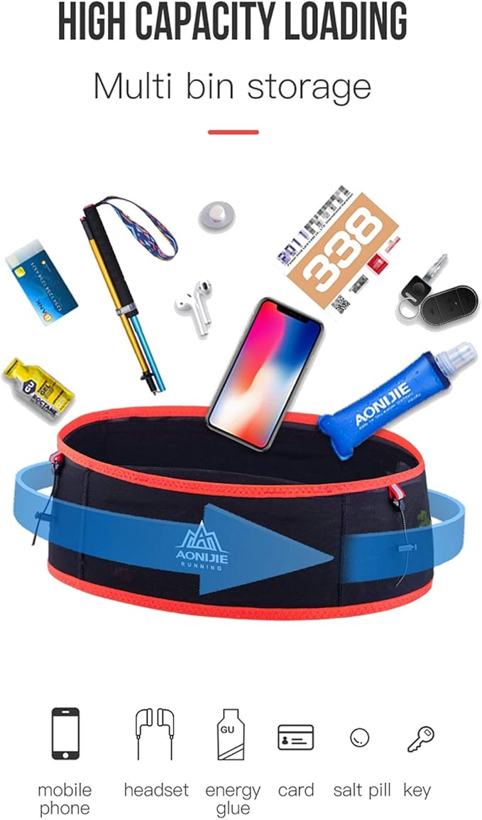 AONIJIE Hydration Belt Running Fanny Pack, with 250ml Soft Water Bottle Flask Phone Holder for Trailing Running Climbing Jogging Cycling Workout Fitness 3 Colors (Blue, M/L)