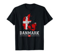 Danish Map And Flag Souvenir Distressed T-Shirt - Graphic Print Unisex