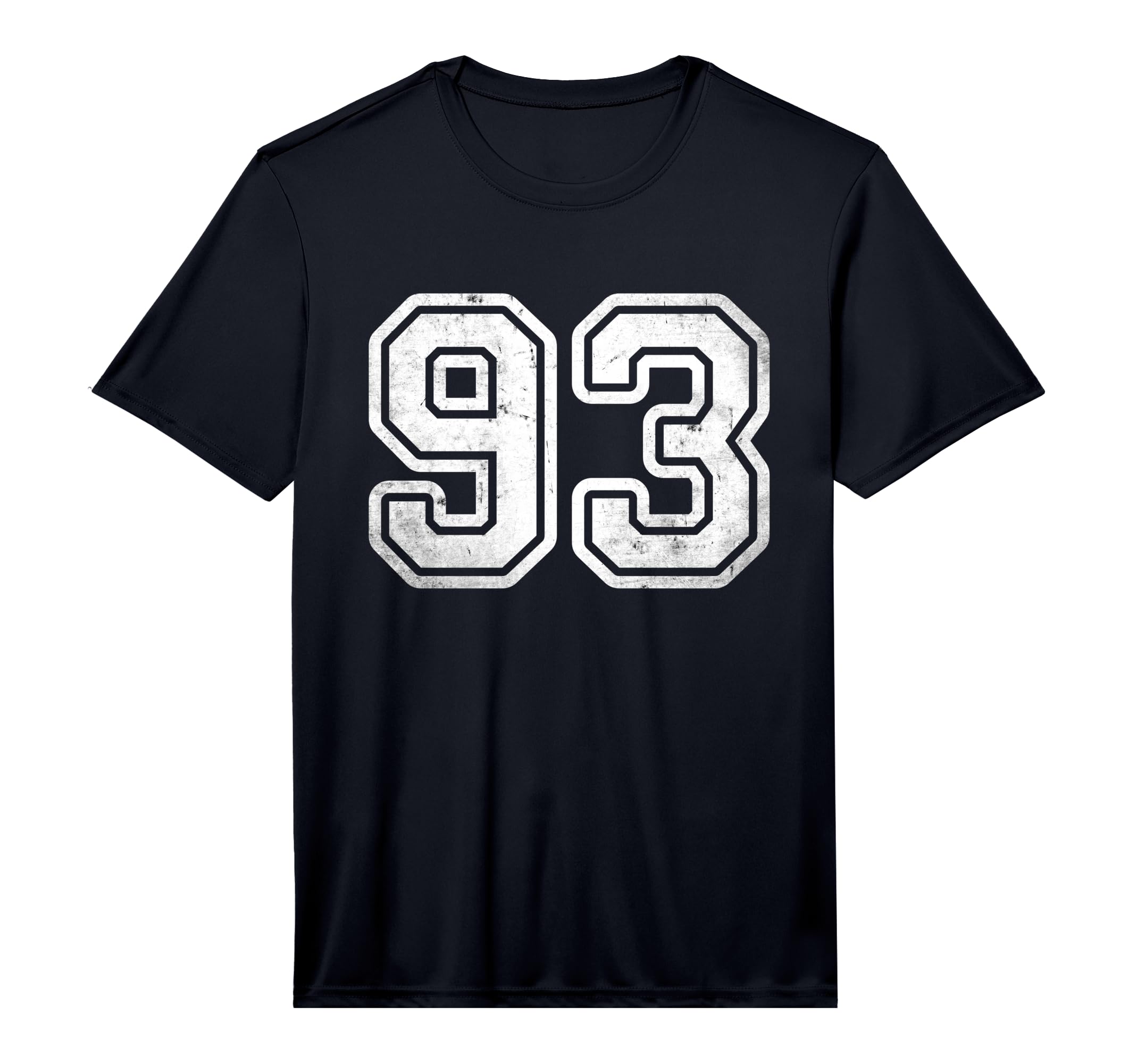 Number 93 White Sport Distressed Varsity T-Shirt - Graphic Print Men Women