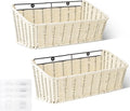 GRANNY SAYS Wicker Hanging Basket, 2 Pack Storage Baskets for Organizing, Adhesive Wall Mount Fruit Basket, Kitchen Organization Hanging Shelves, Storage Cabinet Door Organizer, Off White