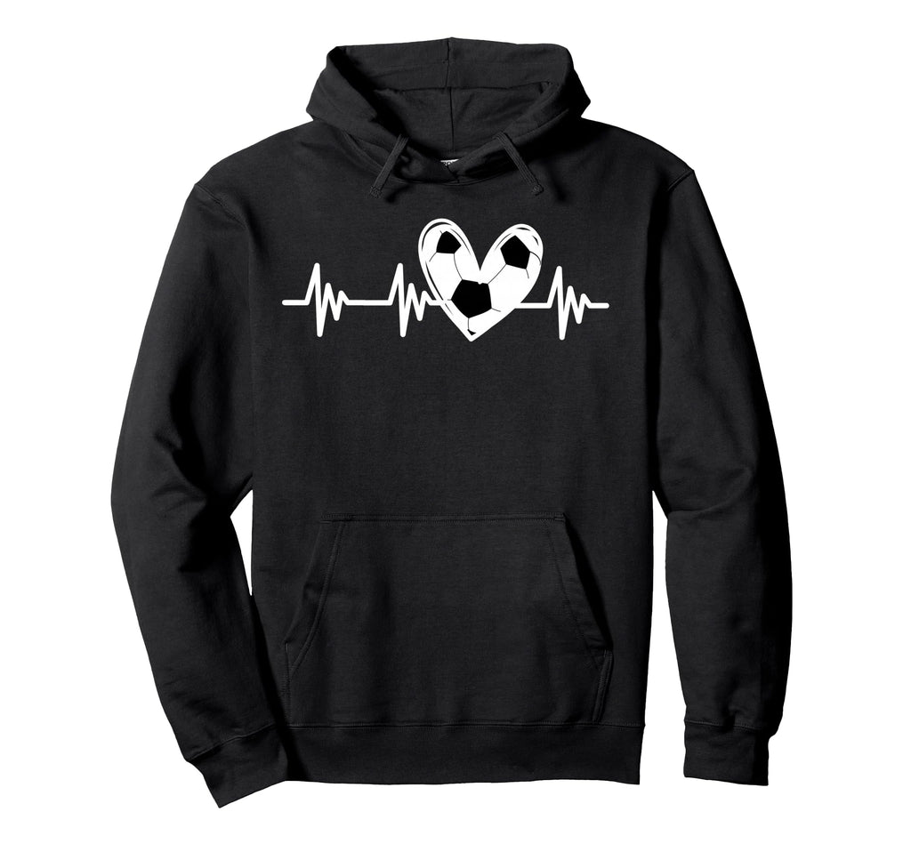 Heartbeat Soccer Lover Tween Teen Hoodie - Novelty Apparel for Adults