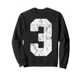 Distressed White Number 3 Jersey Sweatshirt - Casual Everyday Wear Unisex