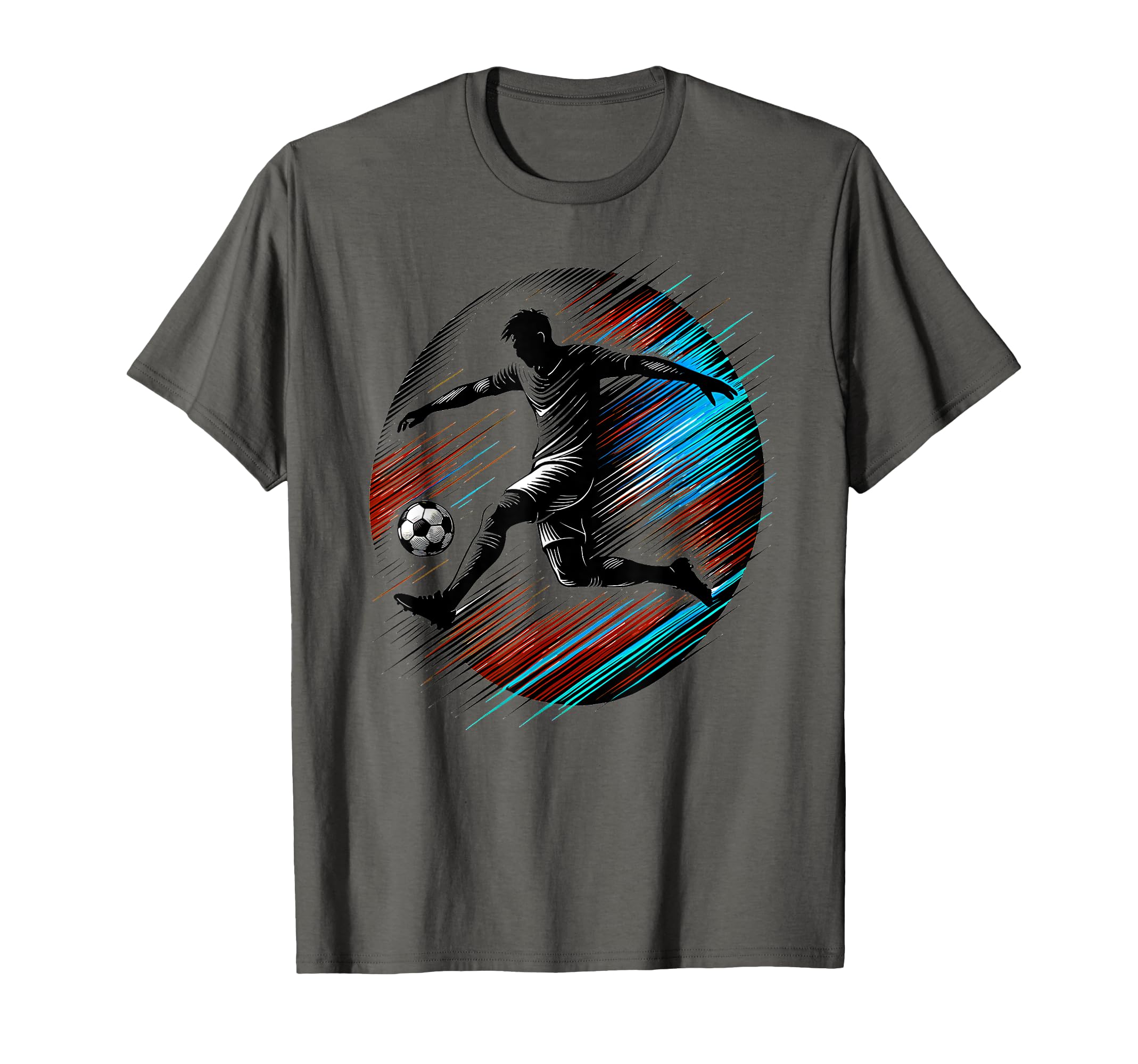 Dynamic Soccer Silhouette Mid Air T-Shirt - Casual Everyday Wear Unisex