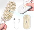 3-in-1 Rechargeable Steam Brush for Cats & Dogs - Anti-Static Spray Pet Grooming Brush with Warm Mist Massage, Hair Shedding Control, Detangling Comb & Cleaning Tool for Effective Deshedding