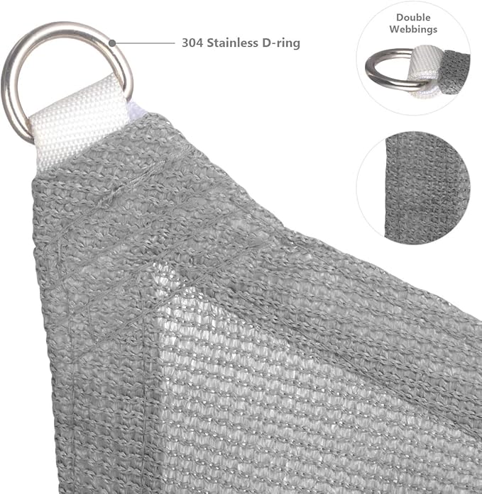 Eden's Decor Straight Flat-Edged Sun Shade Sail Rectangular 6' x 20' Grey UV-Blocking Outdoor Canopy Fabric Cloth Awning for Pergola Patio Garden Backyard Custom Size