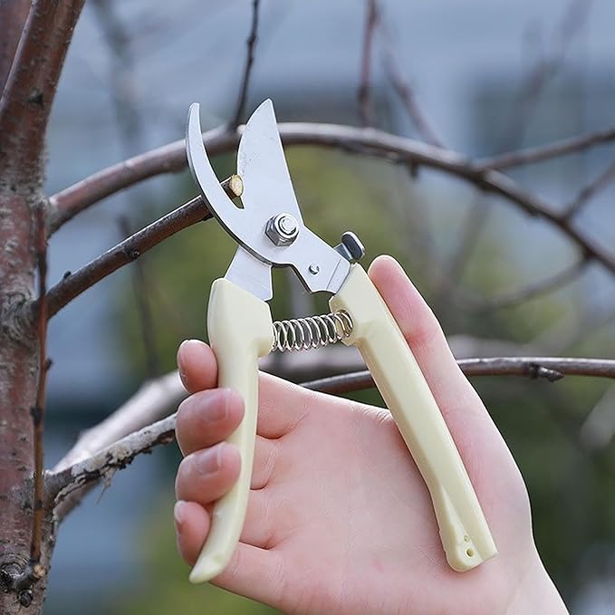 2PCS Garden Flower Shears Pruning Shears 6.9 inches Scissors Heavy Duty Plant Scissors for Cutting Flowers, Trimming Plants, Bonsai, Fruits Picking (White Handle 2pcs)
