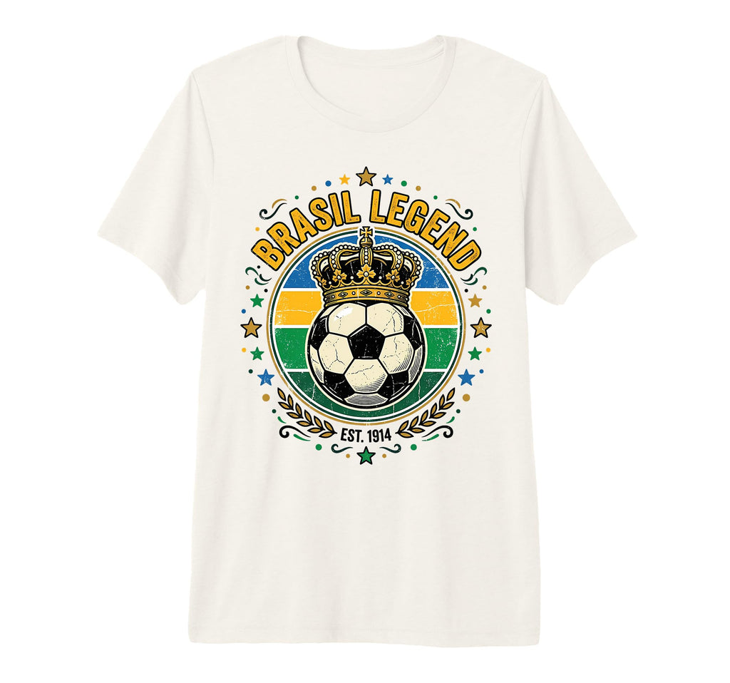 Brasil Legend Crowned Soccer Ball Tri T-Shirt - Graphic Print for Adults