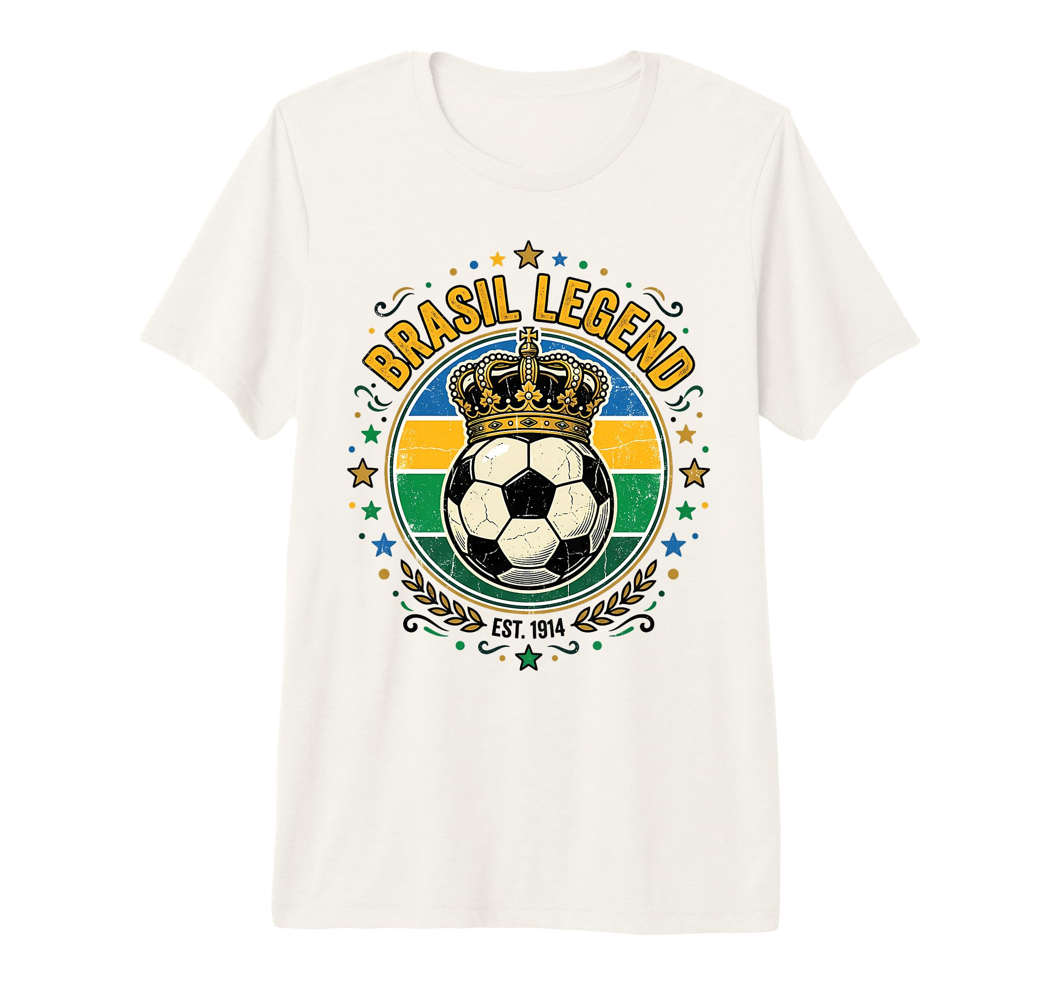 Brasil Legend Crowned Soccer Ball Tri T-Shirt - Graphic Print for Adults