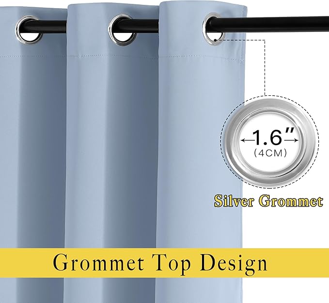 NICETOWN Vintage Blue Blackout Curtains for Bedroom, Grommet Thermal Insulated Room Darkening Window Treatments for Christmas/Thanksgiving Day, W66 x L66, 2 Panels