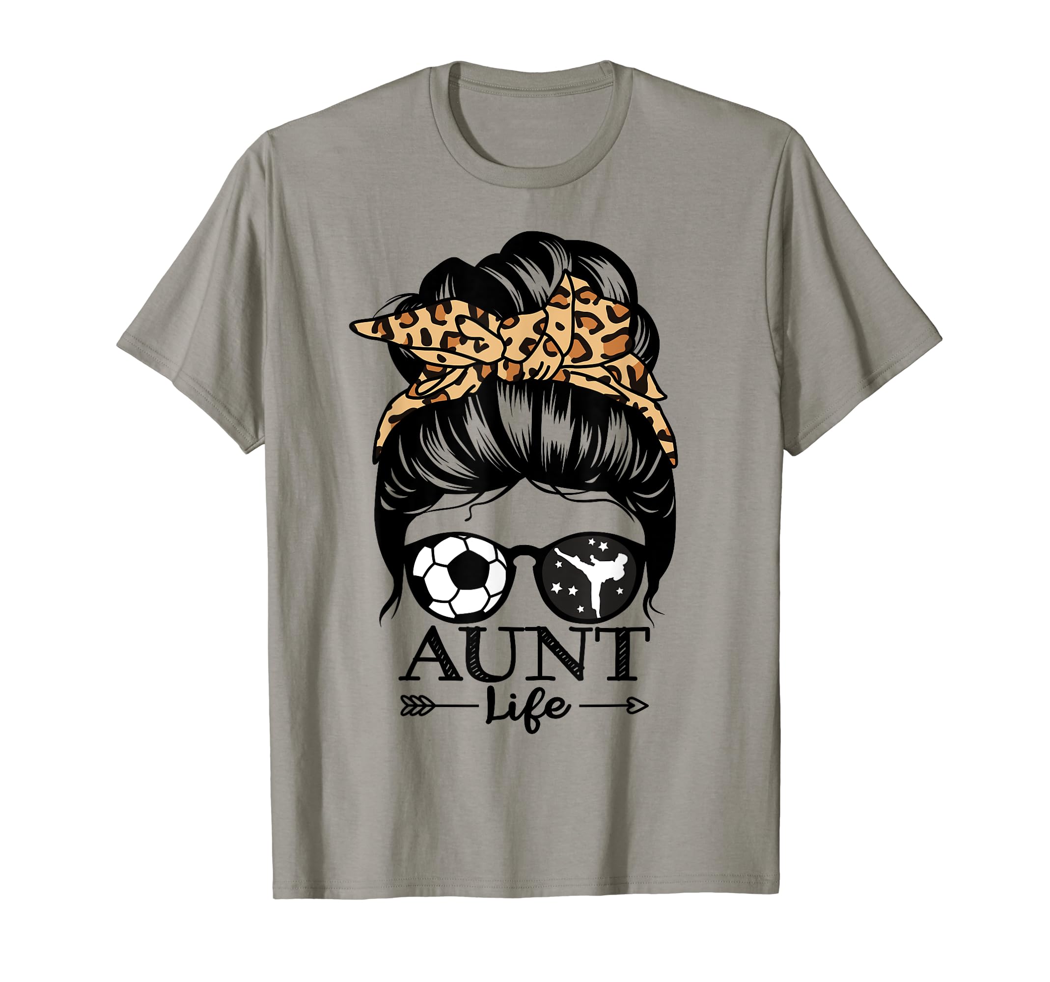 Aunt Life Messy Bun Hair Funny Soccer T-Shirt - Custom Art Print Men Women