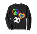 Soccer Rainbow Peace Sign Rainbow Sweatshirt - Novelty Apparel Unisex