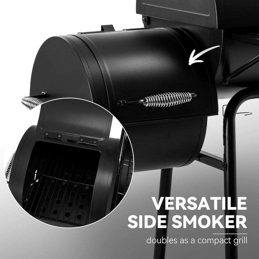 Royal Gourmet CC1830FC Charcoal Grill Offset Smoker (Grill + Cover), Black