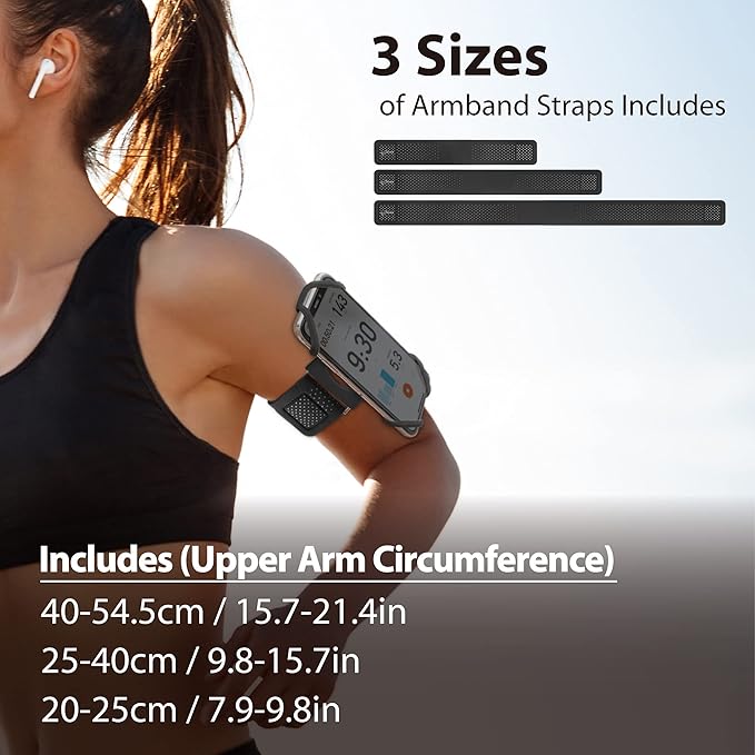 BONE Run + Bike Tie Connect Kit 1, 2-in-1 Running & Bike Phone Holder, Detachable & Rotatable 360° Sport Armband & Phone Mount Compatible with Most Smartphones (Stem/Armband 2-in-1 Connection Kit)