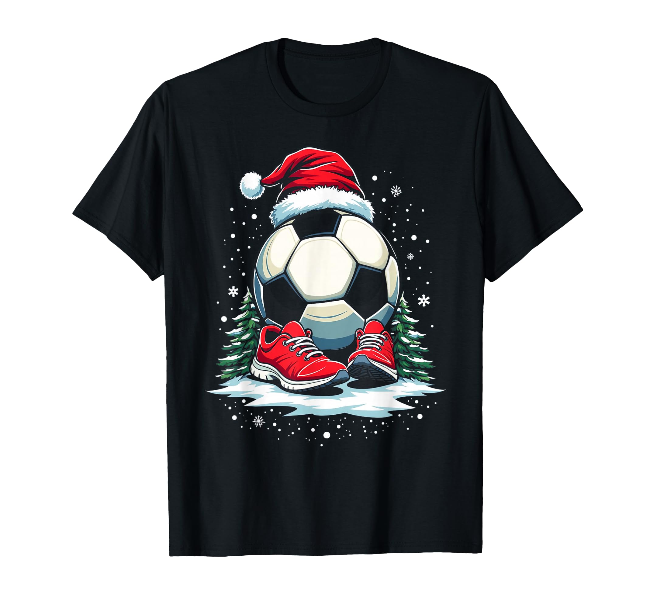 Soccer Ball Santa Hat Funny Soccer T-Shirt - Fun Novelty Design for Adults