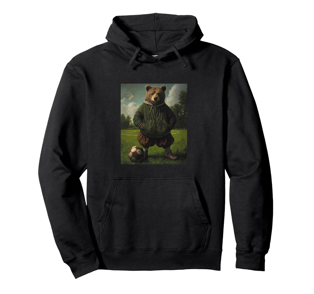 Funny Bear Playing Soccer Weird Bear Hoodie - Trendy Graphic Men Women