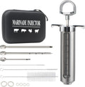 Meat Injector BBQ Injection Kit, Marinade Cajun Seasoning Flavor Syringe Injector for Cooking Grill Smoker Barbecue in Chicken Turkey Beef with 3 Syringe Needles, User Manual, E-Book