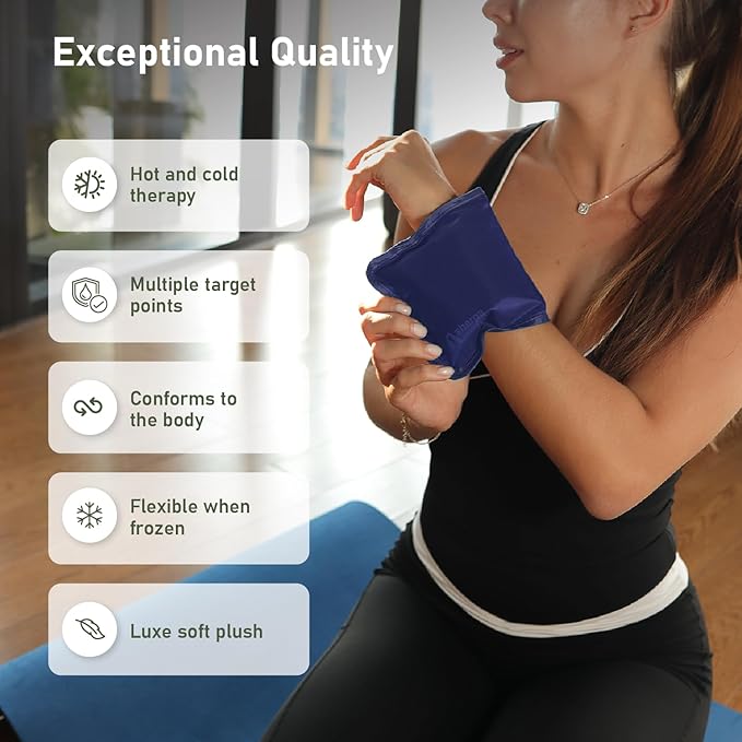 Small Soft Ice Packs for Injuries Reusable - Hot and Cold Flexible Gel Ice Packs Reusable for Ankle, Hand, Wrist, Head Pain Relief - 6" x 11" - Blue