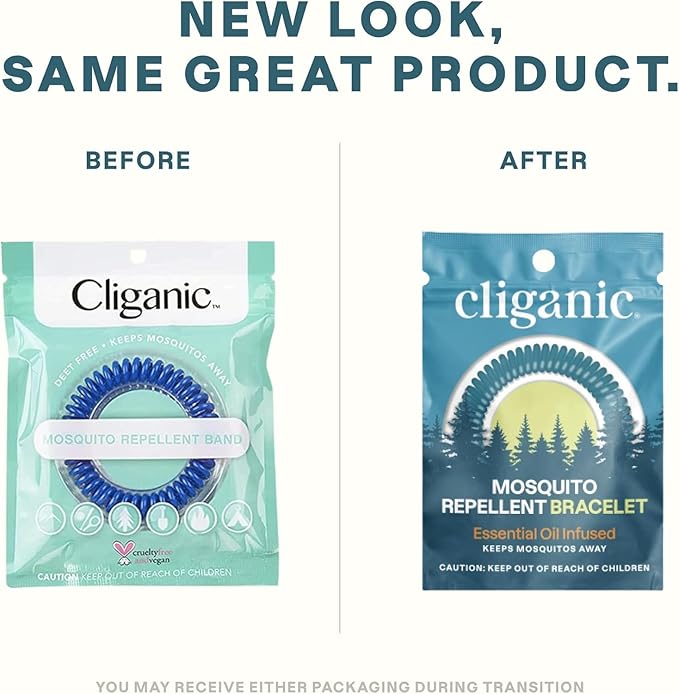 Cliganic 20 Pack Mosquito Repellent Bracelets for Adults & Kids - Natural DEET-Free Bands, Individually Wrapped