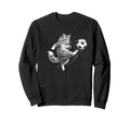 Funny Cat Playing Soccer Ball Sweatshirt - Casual Everyday Wear Men Women