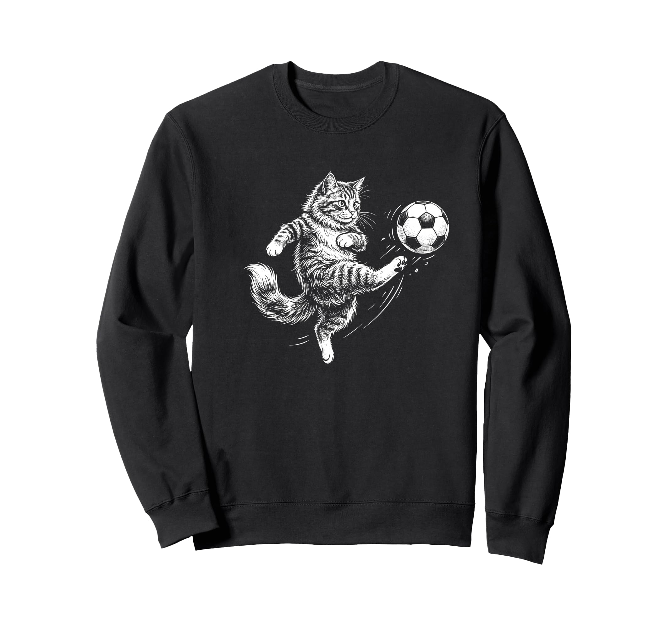 Funny Cat Playing Soccer Ball Sweatshirt - Casual Everyday Wear Men Women