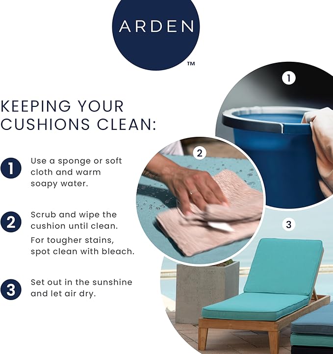 Arden Indoor/Outdoor Seat or Rocking Chair Cushion, 19 x 18, Water Repellent, Rain Proof, Fade Resistant Cushion for Rocking or Dining Chairs Sapphire Blue Cabana Stripe