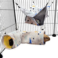Large Caliber Guinea Pig & Rat Tunnel Hideout & Hammock, Corner Hideout Toy for Guinea Pig, Ferret, Hedgehog & Piggy to Hide and Shuttle (1. Hammock&Tunnel-Dinosaur)