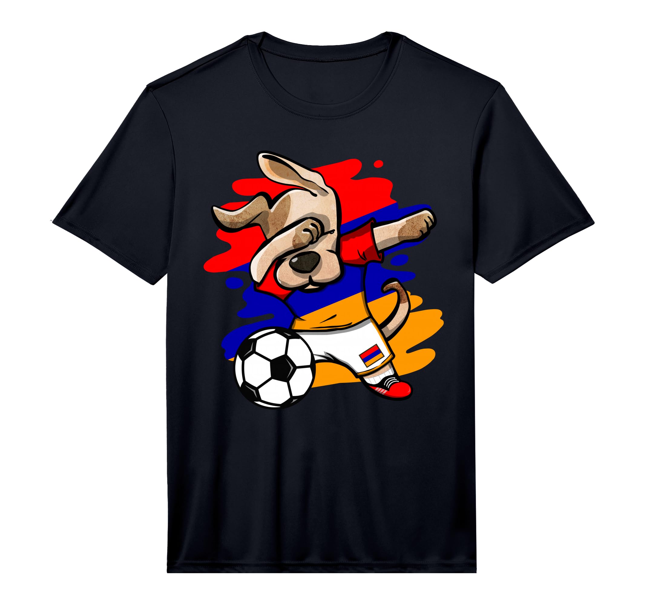 Dabbing Dog Armenia Soccer Fan T-Shirt - Fun Novelty Design Men Women