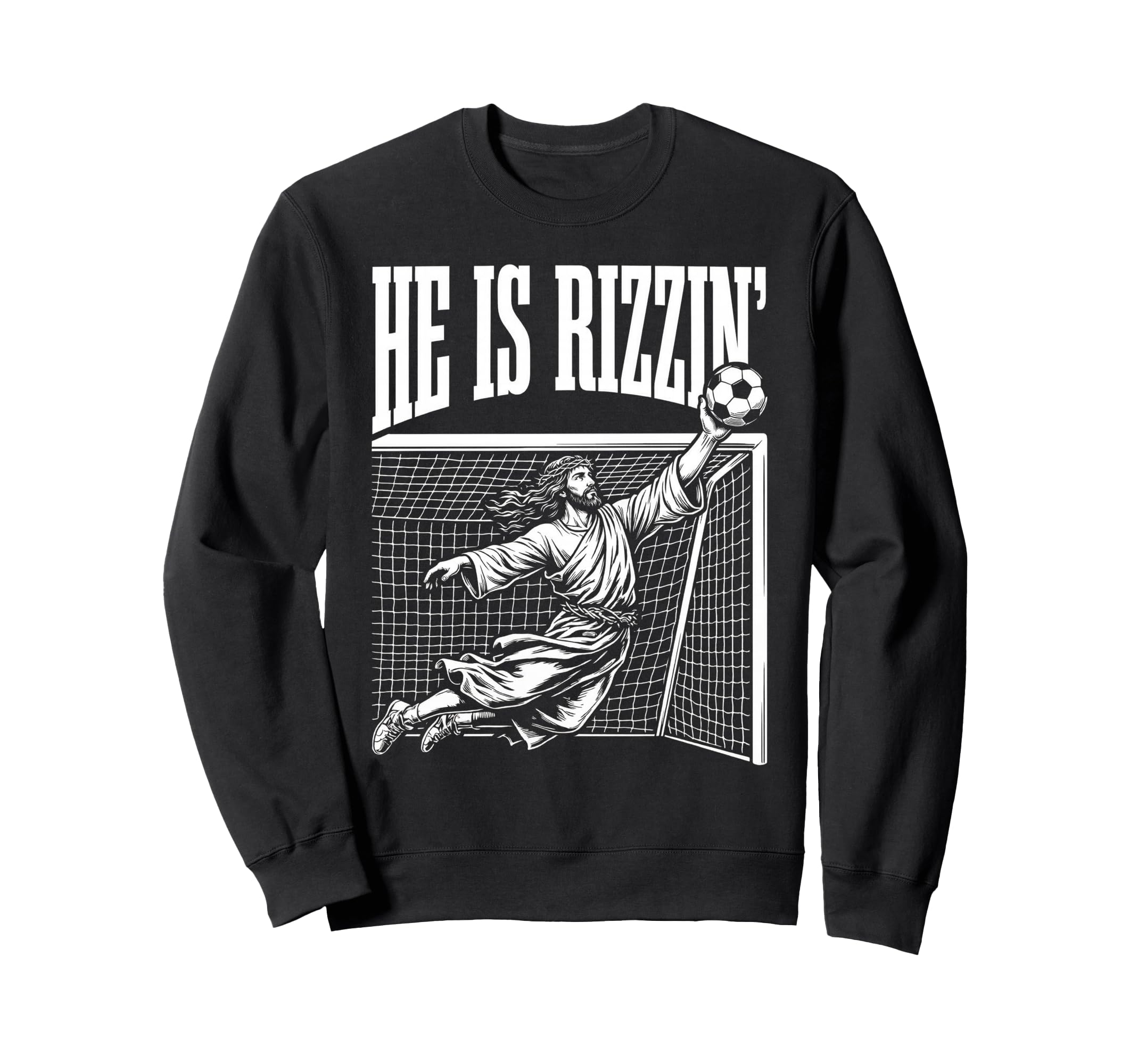 Easter He Is Rizzin Funny Sweatshirt - Minimalist Print for Adults