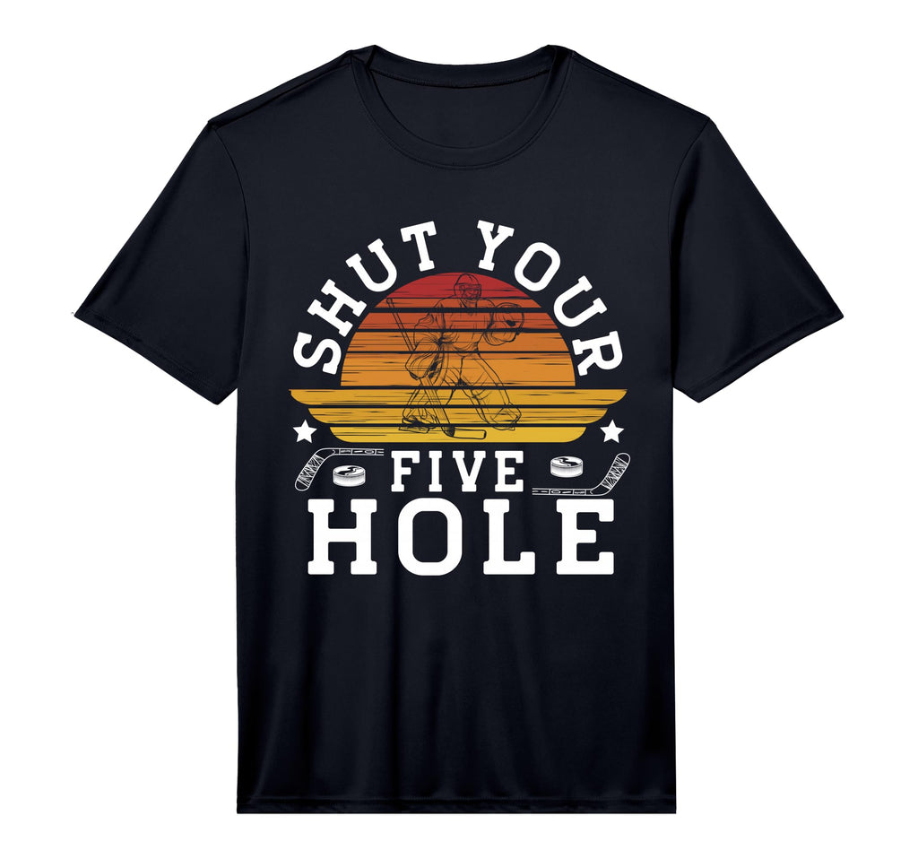 Mens Shut Your Five Hole Ice Hockey T-Shirt - Streetwear Style for Adults