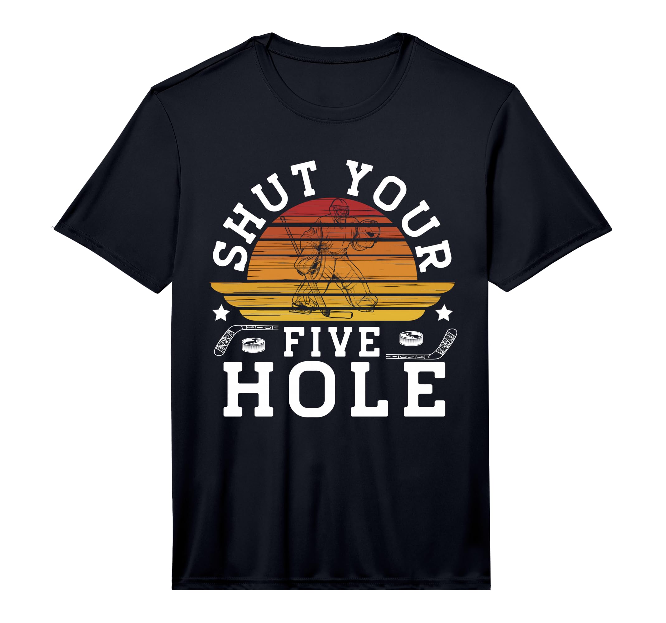 Mens Shut Your Five Hole Ice Hockey T-Shirt - Streetwear Style for Adults
